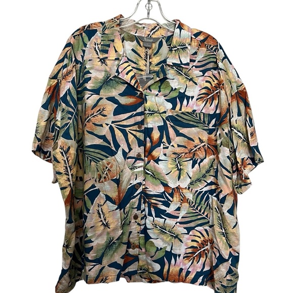 Natural Reflections 1X Tropical Resort Button Down Short Sleeve Shirt NWT O1 - Picture 1 of 6